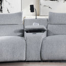 Fullar - Modular Console With Wireless Charger - Light Gary Chenille