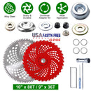 10" x 80T 9" x 36T Carbide Tip Brush Cutter Blades with Universal Adapter Kit Alloy Steel Blades Compatible with Brush Cutter Trimmer Weed Eater