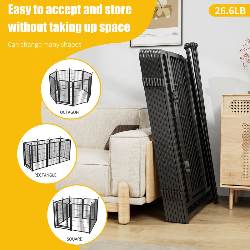 Dog Playpen 8 Panels 40' Height Heavy Duty Dog Fence Puppy Pen for Large Medium Small Dogs Indoor Outdoor Foldable Pet Exercise Pen