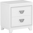 3-Pieces Bedroom Sets Queen Size Upholstered Bed with LED Lights, Nightstands and Dresser with Metal Handles and Sparkling Shiny Decoration, White