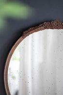 Round Hand Carved Rose Antique Mirror Frame, Wall Mirror For Live Space by Unique Piece Furniture