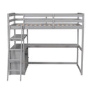 Modern Loft Bed With Built In Desk, Shelves, And 2 Drawers by HouseOfZazla