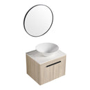 24" Modern Design Float Bathroom Vanity With Ceramic Basin Set, Wall Mounted White Oak Vanity With Soft Close Door, KD-PackingD-Packing Pieces