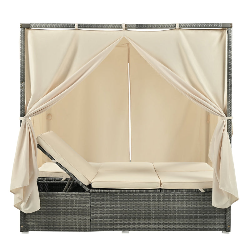 Adjustable Sun Bed With Curtain, High Comfort, With 3 Colors