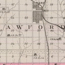 Vintage Map of Crawford County, Kansas 1887