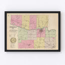 Vintage Map of Shawnee County, Kansas 1887