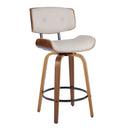 Lombardi - Mid-Century Modern Fixed Height Counter Stool With Swivel With Round Footrest (Set of 2) by HouseOfZazla
