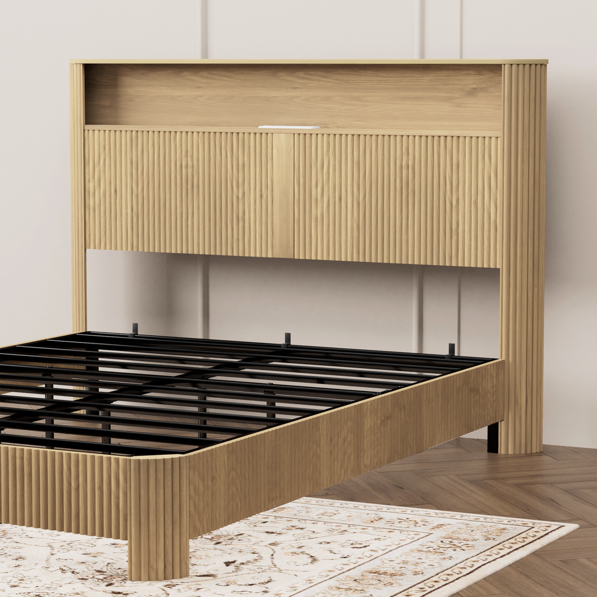 Queen Size Bed Frame With Storage Headboard, photo 9 of 10