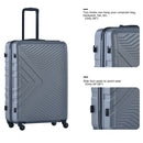 3 Piece Luggage Sets ABS Lightweight Suitcase with Two Hooks, Spinner Wheels, TSA Lock, (20/24/28) Gray