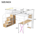 Loft Bed With Built In Work Station, Wardrobe, Storage Staircase And LED