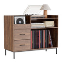 Grain Record Player Stand, Media Console With Speaker Shelf & 2 Drawers