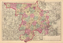 Vintage Map of Middlesex County, Massachusetts 1871