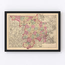 Vintage Map of Middlesex County, Massachusetts 1871