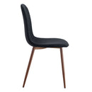 Luxury Simple Chair (Set of 4) Linen Cotton High Resilience Dining Chair With Metal Color Leg - Black / Walnut by HouseOfZazla