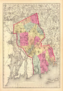 Vintage Map of Bristol County, Massachusetts 1871