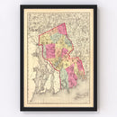 Vintage Map of Bristol County, Massachusetts 1871
