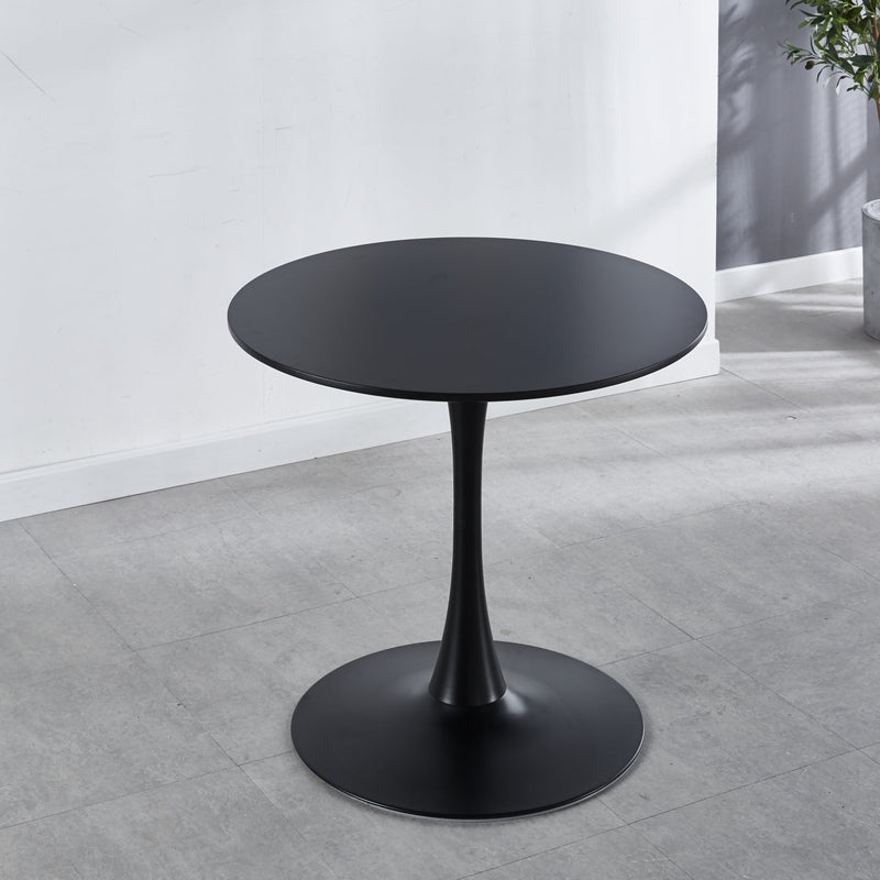 31.5" Black Tulip Table Mid-century Dining Table for 2-4 people With Round Mdf Table Top, Pedestal Dining Table, End Table Leisure Coffee Table