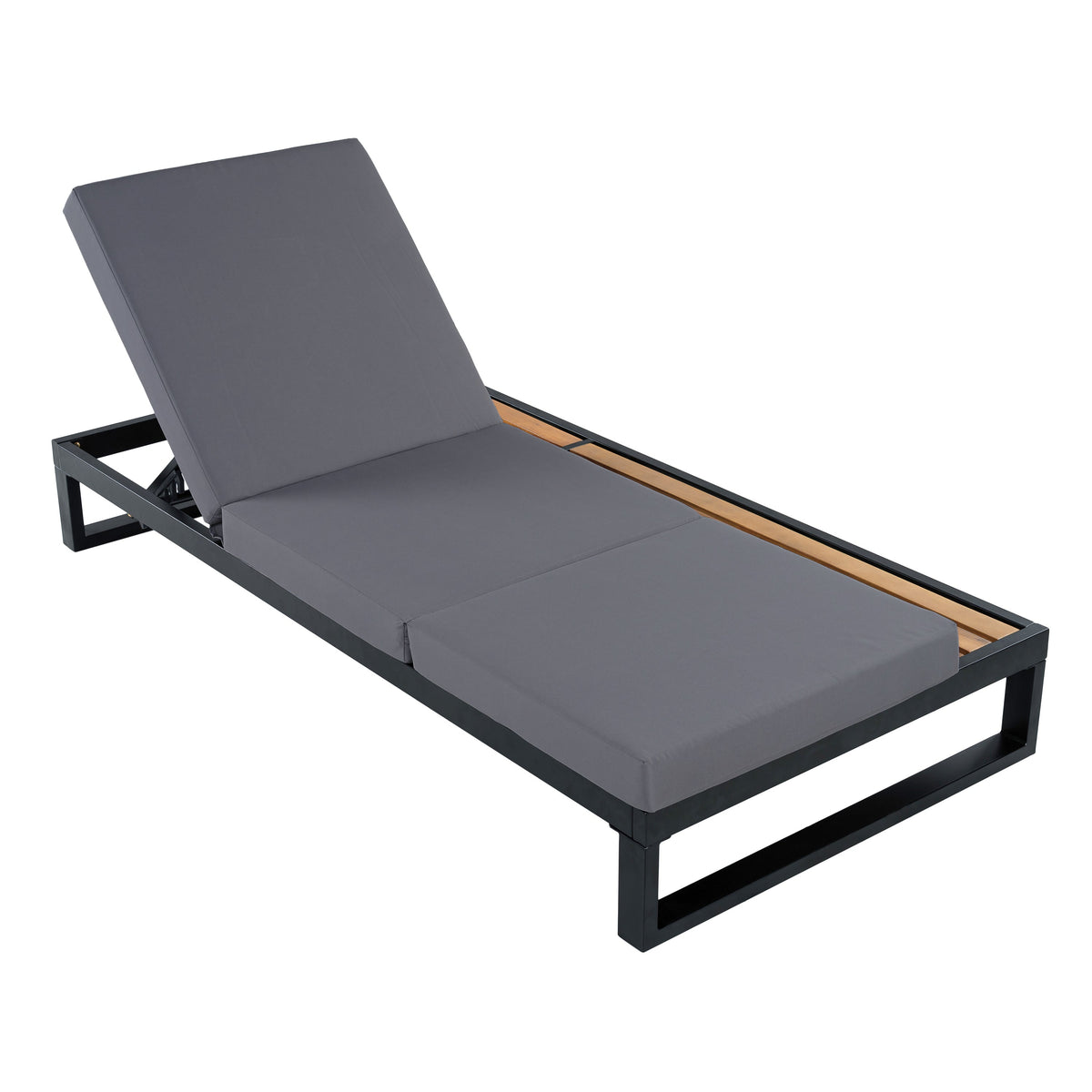 Black Iron & Teak Finish Chaise Lounge Set, photo 8 of 10