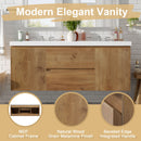 Double Sink Bathroom Vanity, Cabinet & Soft Close Doors, Divided Drawers, Wall Mounted Storage - Wood by HouseOfZazla