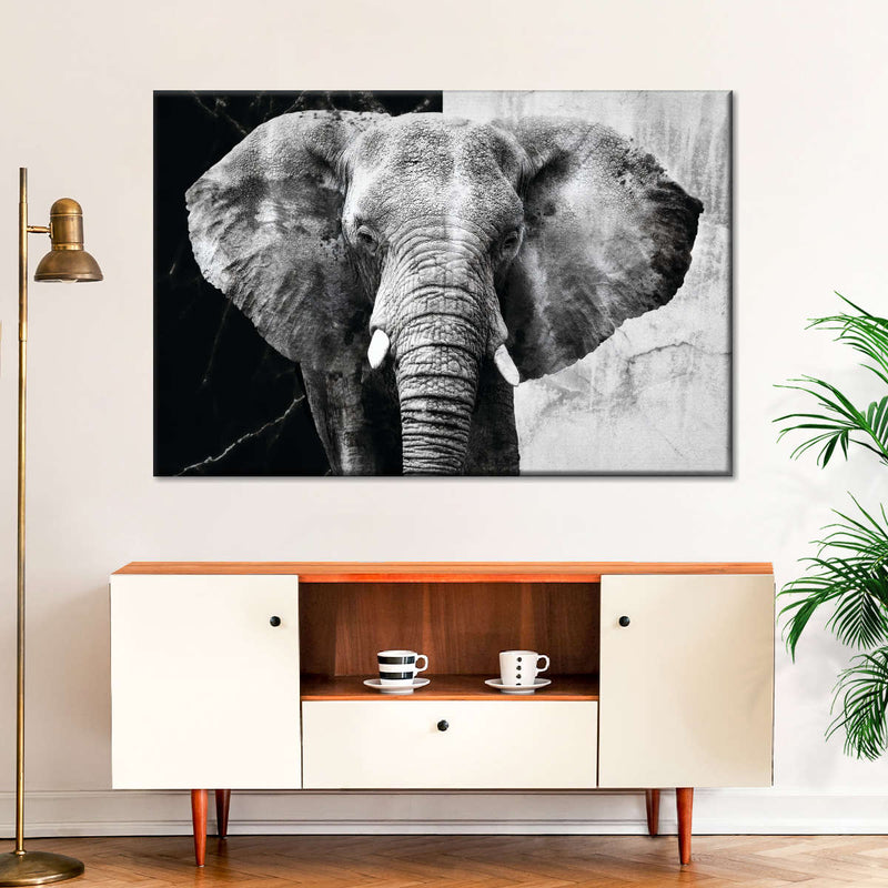 Elephant Black And White Wall Art