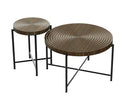 Coffee And End Table Set Waterproof Cover, Distressed Cylindrical Design, Legs Classic Rustic Charm (Set of 2) by HouseOfZazla