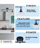 Catalina 23"W 3-Light LED Track Bar Light Fixture, Matte Black with Clear Glass Shades by LampsUSA