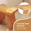 19.5 Inch Teak Shower Bench with Curved Seat for Shaving Legs