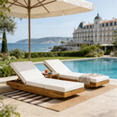 Acacia Wood Chaise Lounge with Cushion