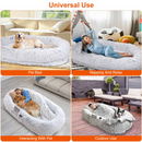 Human Size Dog Bed with Pillow Blanket 72.83x47.24x11.81in Bean Bag Bed Washable Removable Flurry Plush Cover Large Napping Human-Sized Bed For Adults