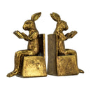 3.9x2.8x6.9' Sitting Rabbit Bookends With Antique Gold Finish by HouseOfZazla