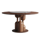 Round Dining Table With Lazy Susan For Living Room - Walnut by HouseOfZazla
