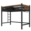 Twin XL Size Loft Bed with Ladders and Storage Shelves
