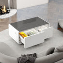 Modern Smart Coffee Table With Built-In Fridge - tooth Speaker, Wireless Charging, Touch Control Panel, USB Interface, Outlet Protection, Atmosphere Light by Unique Piece Furniture