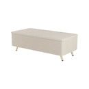 2 Pieces Bedroom Sets Queen Size Upholstered Bed Frame, Modern Corduroy Storage Ottoman,Beige