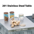K&K 66.5' Outdoor Kitchen Island for Big Green Egg Grills, Solid Wood Outdoor Grill Cart for Tabletop Grill with Stainless Steel Top, Drawer, Compatible with Large Big Green Egg, Kamado Joe- Grey Blue by Montret