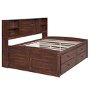 Full Size Captain Bed With Built In Storage Shelves, 4 Drawers And 2 Cabinets - Antique Brown by HouseOfZazla