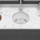 Ceramic Circular Kitchen Sink With Drain Assembly And Bottom Grid, 18" Dual Mount - White by HouseOfZazla