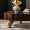 Round Retro Coffee With Solid Wood Legs by Unique Piece Furniture