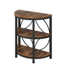 3 Tier Half Moon End Table, Space Saving Semi Circle - Deep Rustic Brown by HouseOfZazla