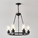 6-Light Black Wagon Wheel Chandelier