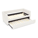 Daybed with Trundle Upholstered Tufted Sofa Bed, Twin Size, Boucle Fabric, Beige (83'x43'x29.5')