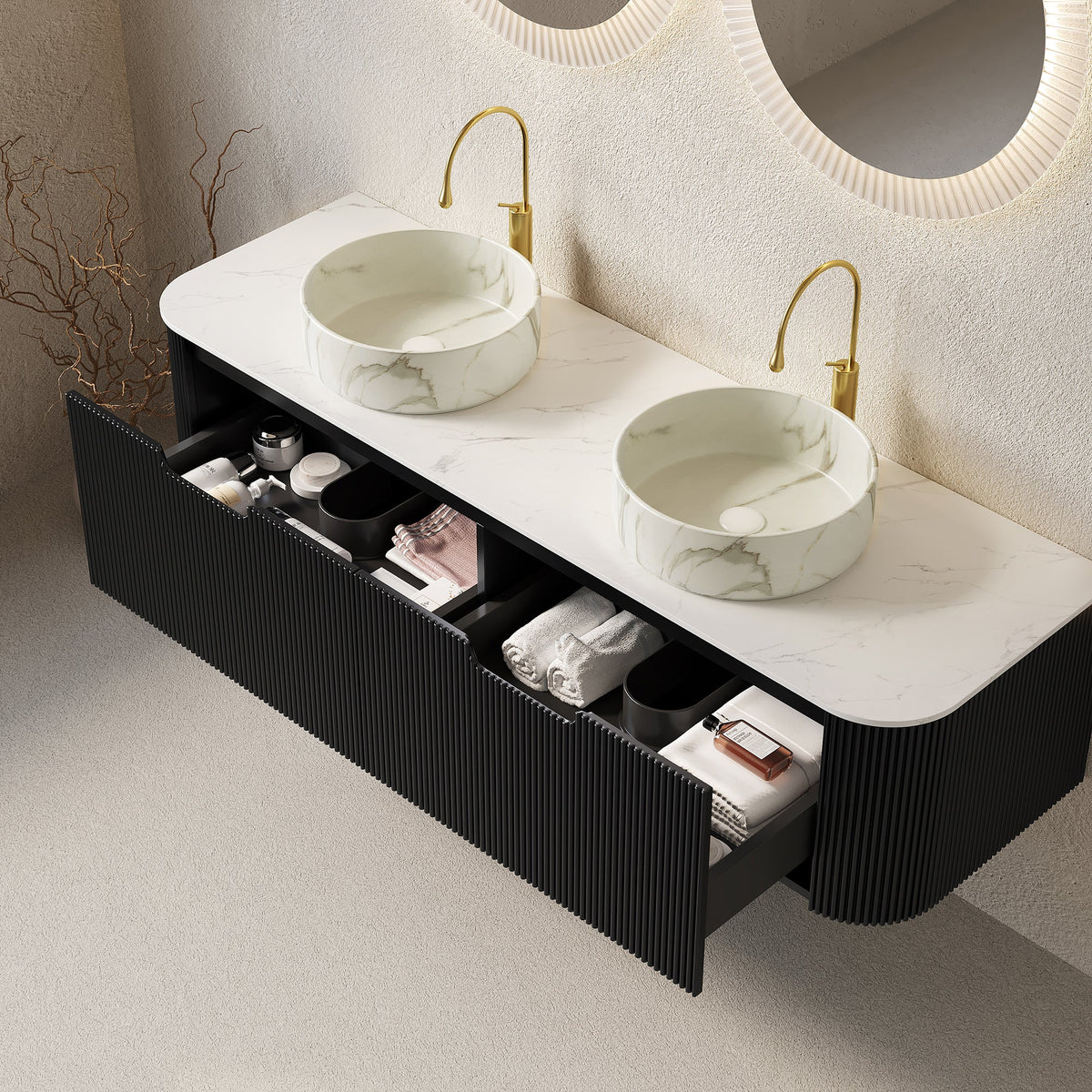 Dina 60" Bathroom Vanity & Sinks, photo 3 of 10