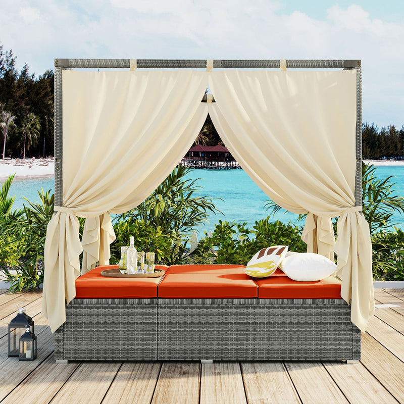 Adjustable Sun Bed With Curtain,High Comfort,With 3 Colors