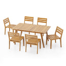 Outdoor 7 Pieces Outdoor Acacia Wood Dining Set, Teak
