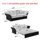 Queen Pull Out, 3 In 1 Convertible Sleeper Tufted Sofa & 2 Soft Pillows by HouseOfZazla
