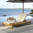 Teak Finish Acacia Wood Chaise Lounge with 1.57-Inch Cushion by HouseOfZazla