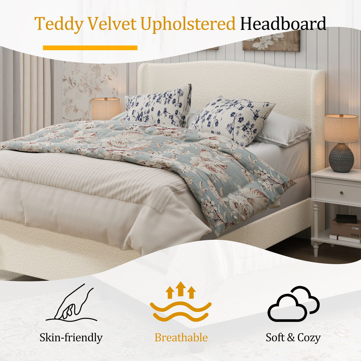Platform Bed Frame With Tall Headboard And High Footboard, photo 34 of 40