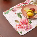 DaDa Bedding Set of 4-Pieces Romantic Roses Pink Floral Quilted Dining Placemats 13” x 19” (879) by DaDalogy Bedding Collection
