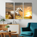 Large Wall Art Galloping White Horse at Sunset Canvas Print