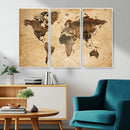 Push Pin World Map Canvas Print – Framed Travel Tracker Wall